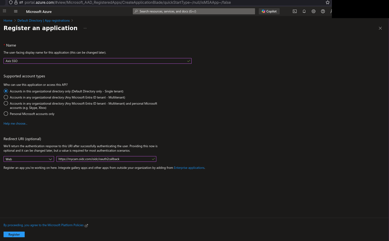axis-sso-entra-app-registration
